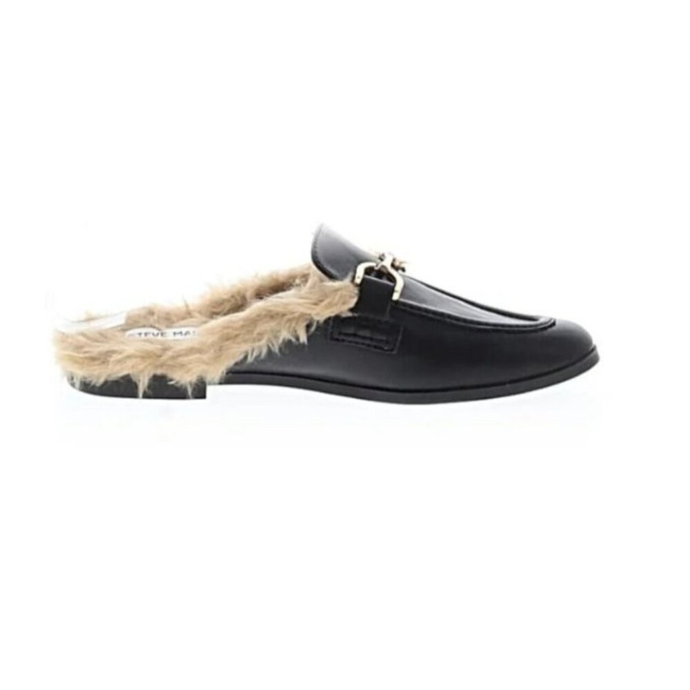 Steve Madden Jill Mule Black Leather Sherpa Lined Women Size 7 Backless Classic